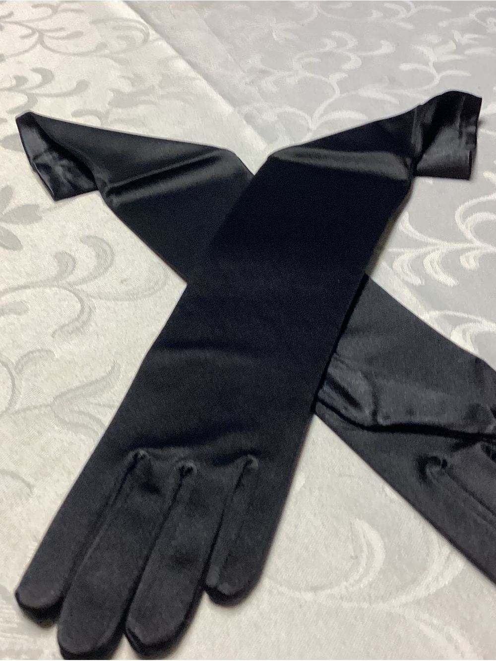 Black Long Satin Evening Gloves - Unbranded